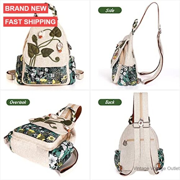 Convertible Canvas Sling Bag Mini Backpack Crossbody Day Purse Women
